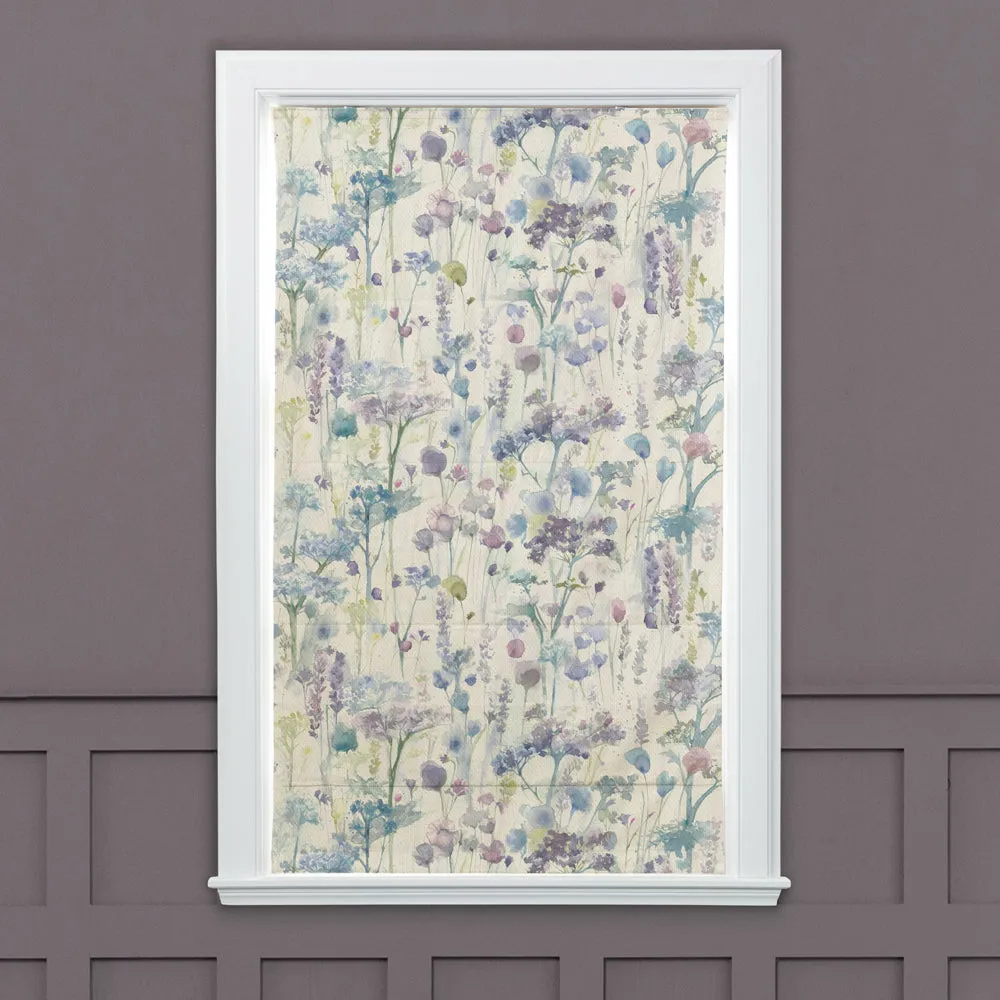 Ilinizas Printed Cotton Made to Measure Roman Blinds Violet Natural