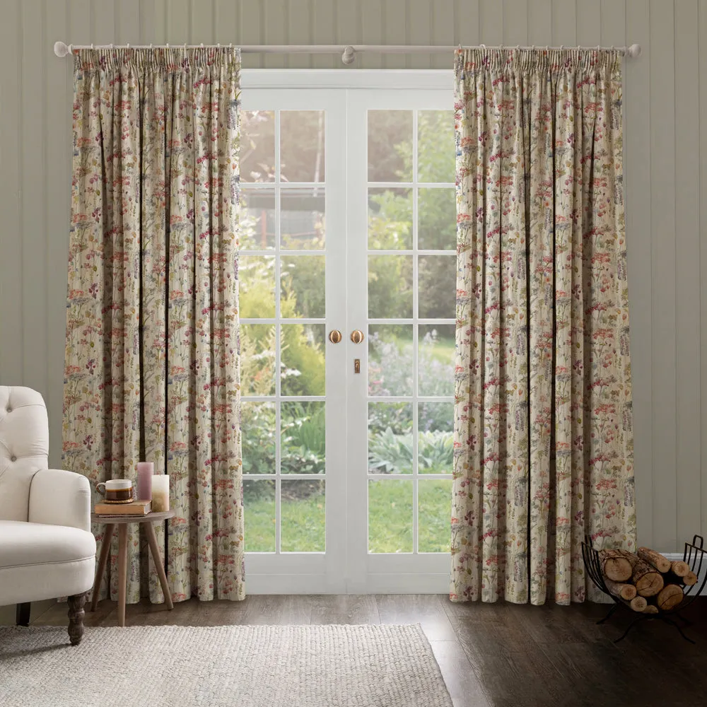 Ilinizas Printed Pencil Pleat Curtains Poppy/Natural chic floor carpet  