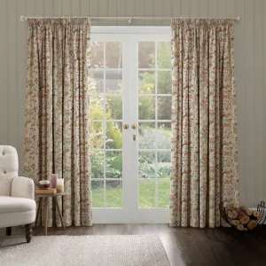 Ilinizas Printed Pencil Pleat Curtains Poppy/Natural chic floor carpet  