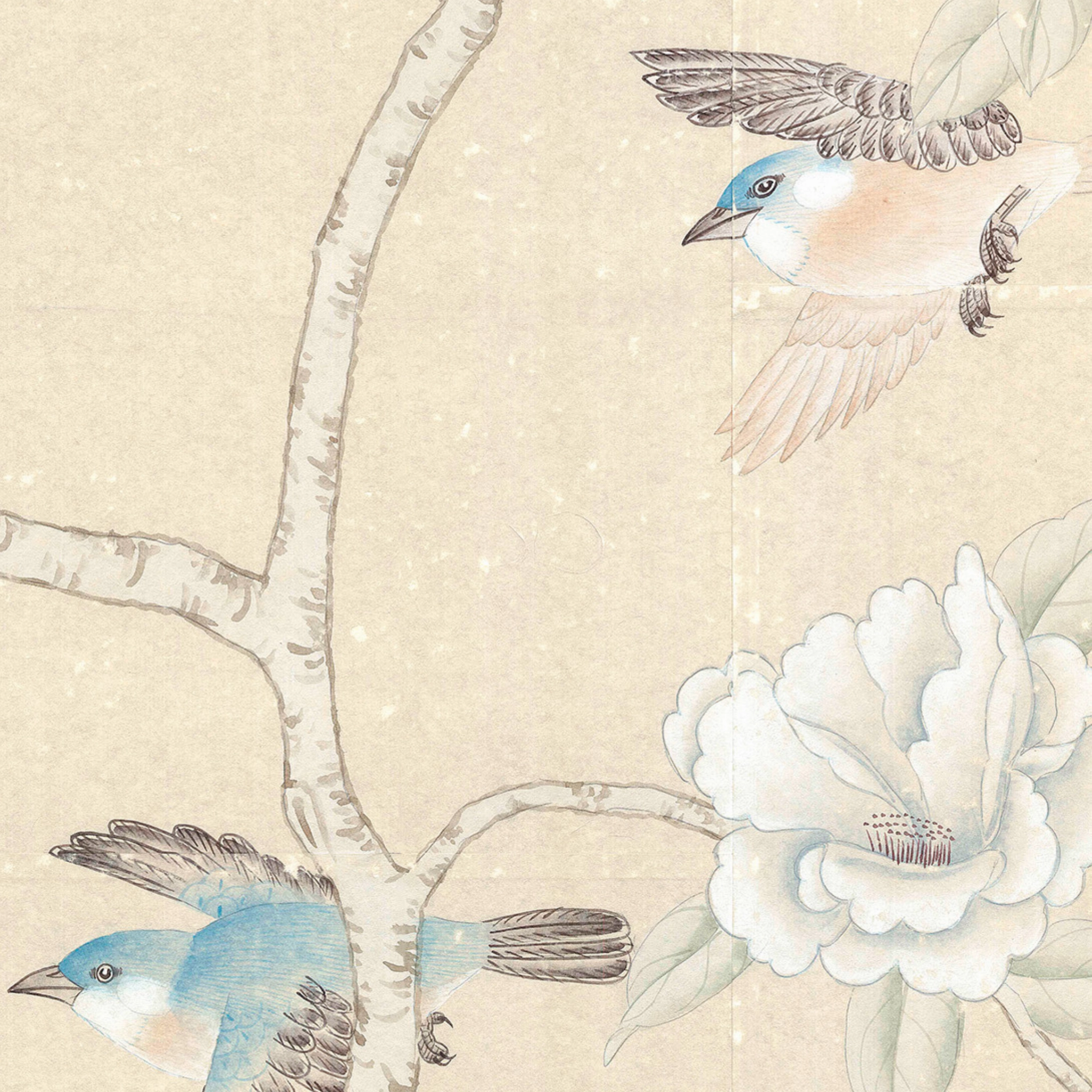 Imperial Garden Beige Chinoiserie Mural Wallpaper Panels paper wall covering