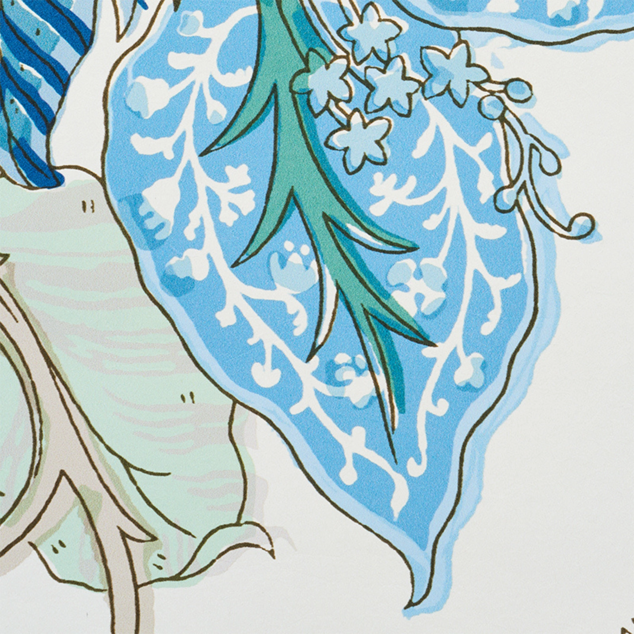 Indian Arbre Wallpaper in Peacock and Emerald