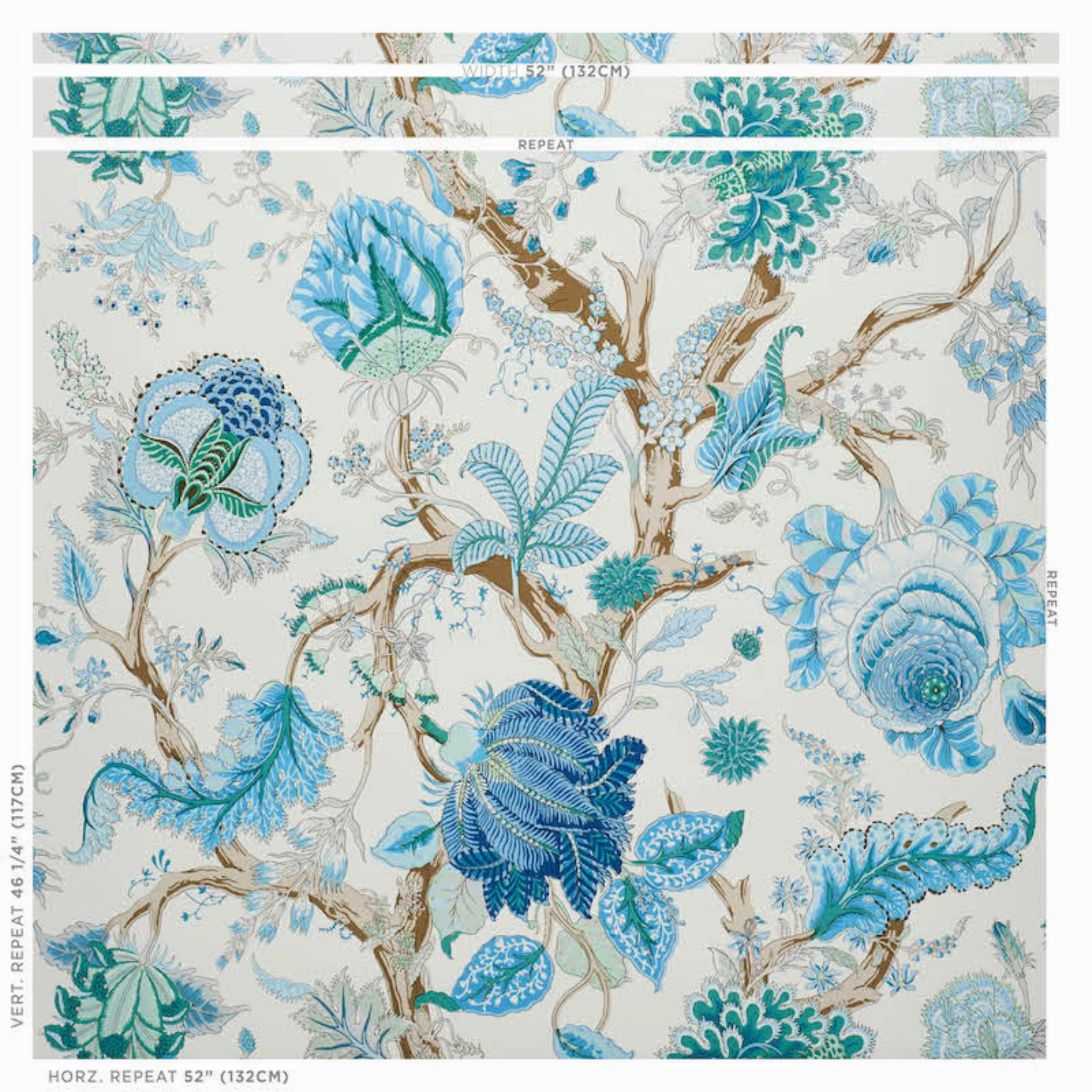 Indian Arbre Wallpaper in Peacock and Emerald