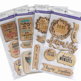 Inspirational 3D Wood Stickers, 6-Count wooden room decoration