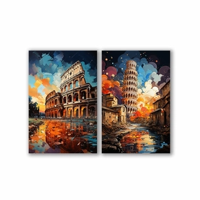 Italian Sightseeing Pop Art - Duo by Catill framed mural artwork