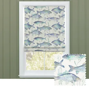 Ives Waters Printed Cotton Made to Measure Roman Blinds Cobalt chic floor carpet  