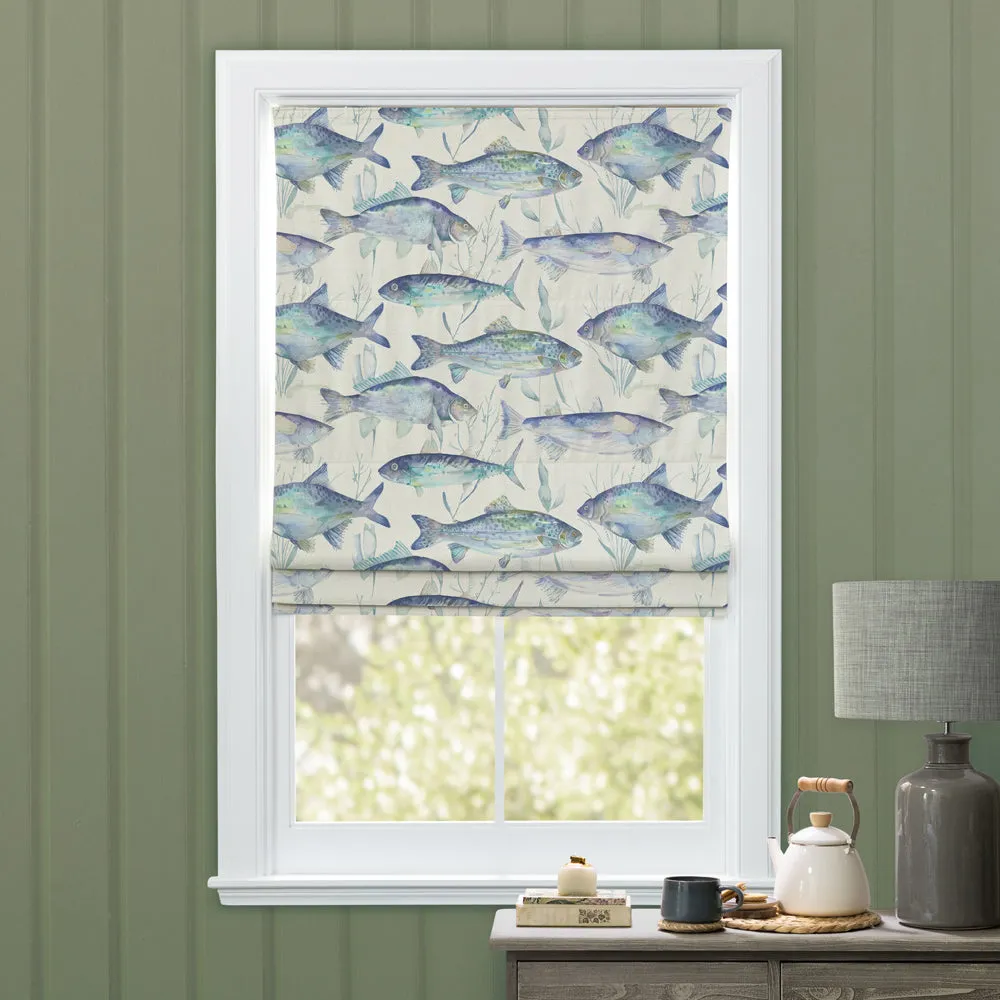 Ives Waters Printed Cotton Made to Measure Roman Blinds Cobalt