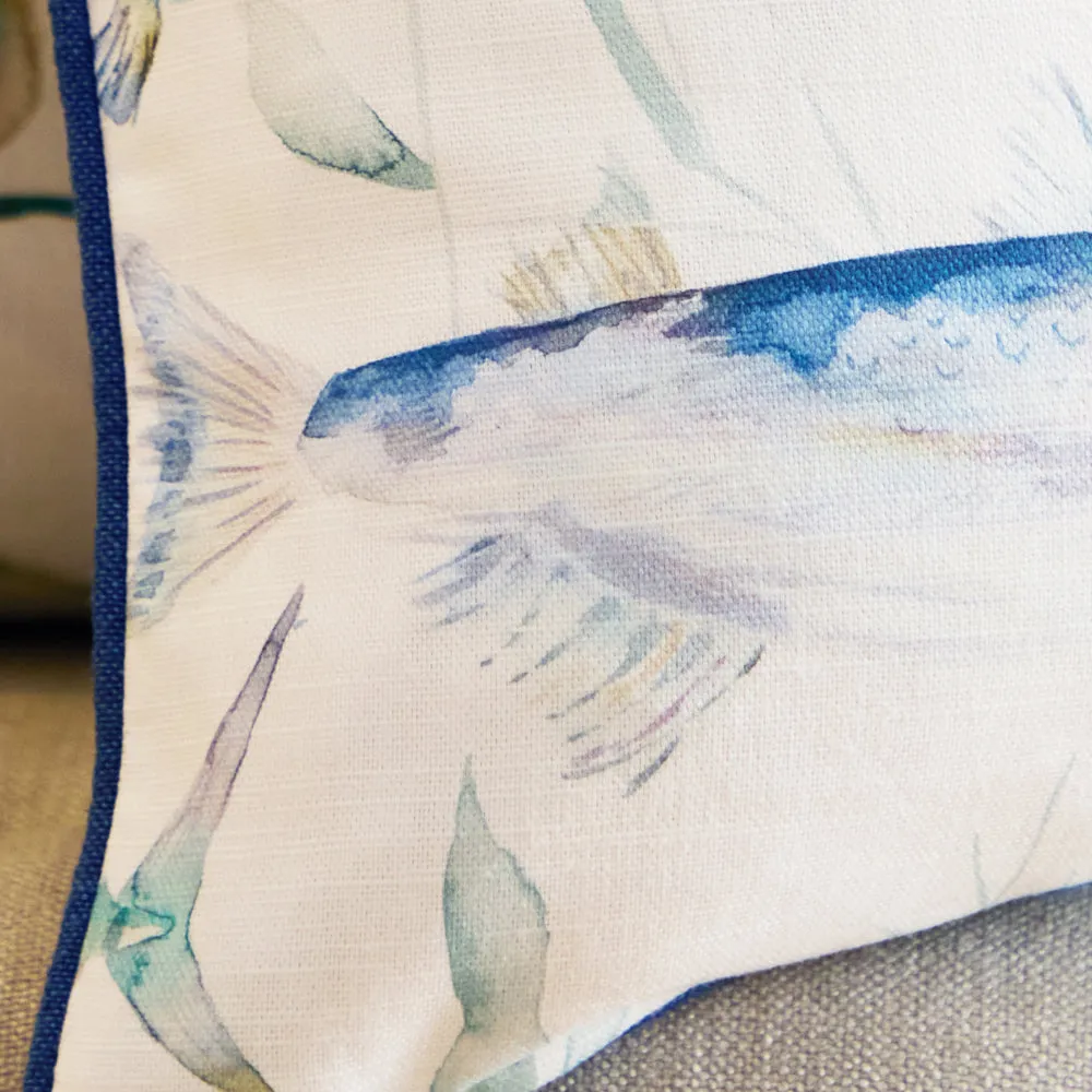 Ives Waters Printed Piped Cushion Cobalt