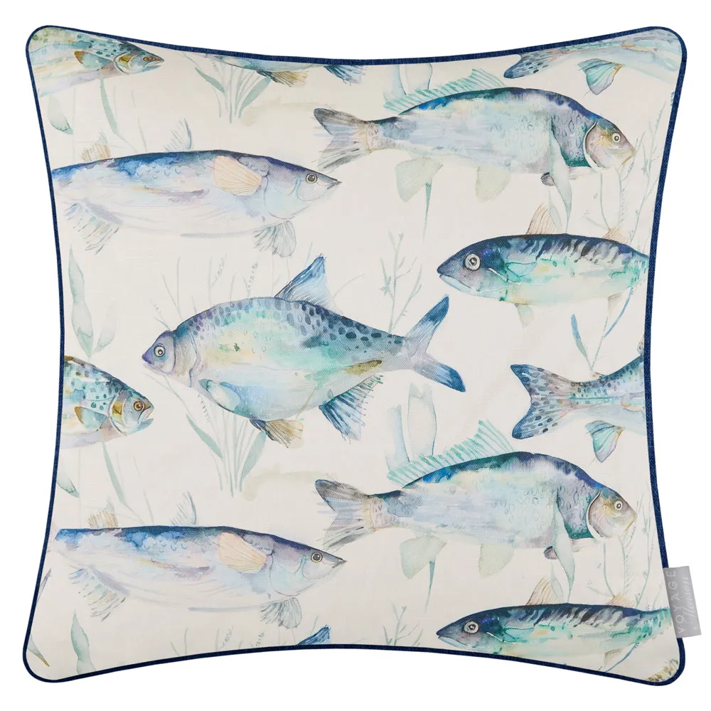 Ives Waters Printed Piped Cushion Cobalt
