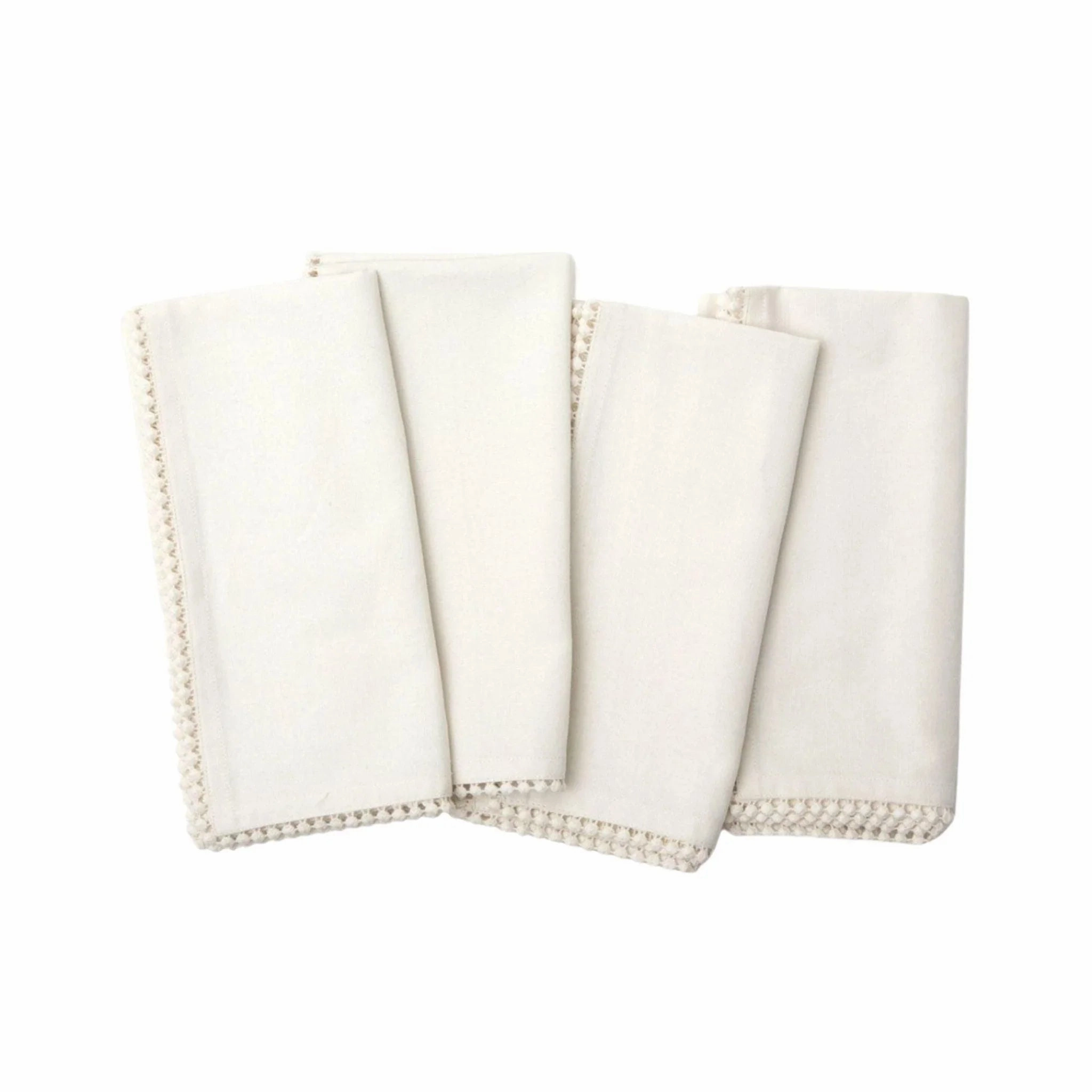 Ivory Cocktail Napkins with Pom Pom Border