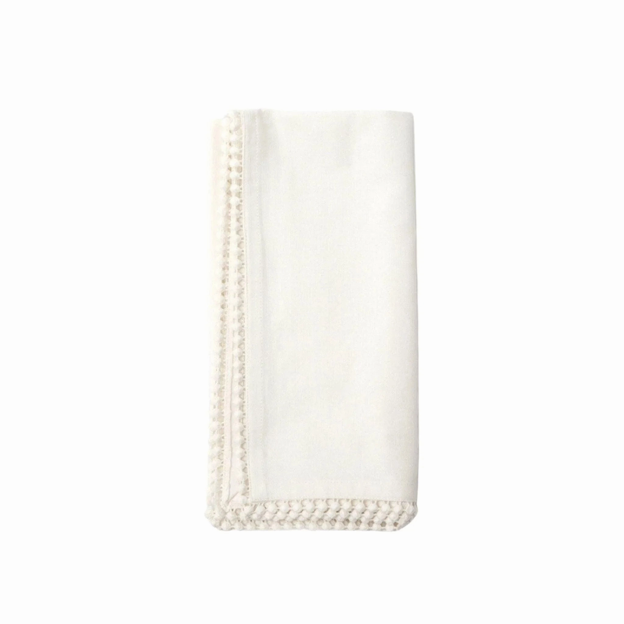 Ivory Cocktail Napkins with Pom Pom Border cute desktop display