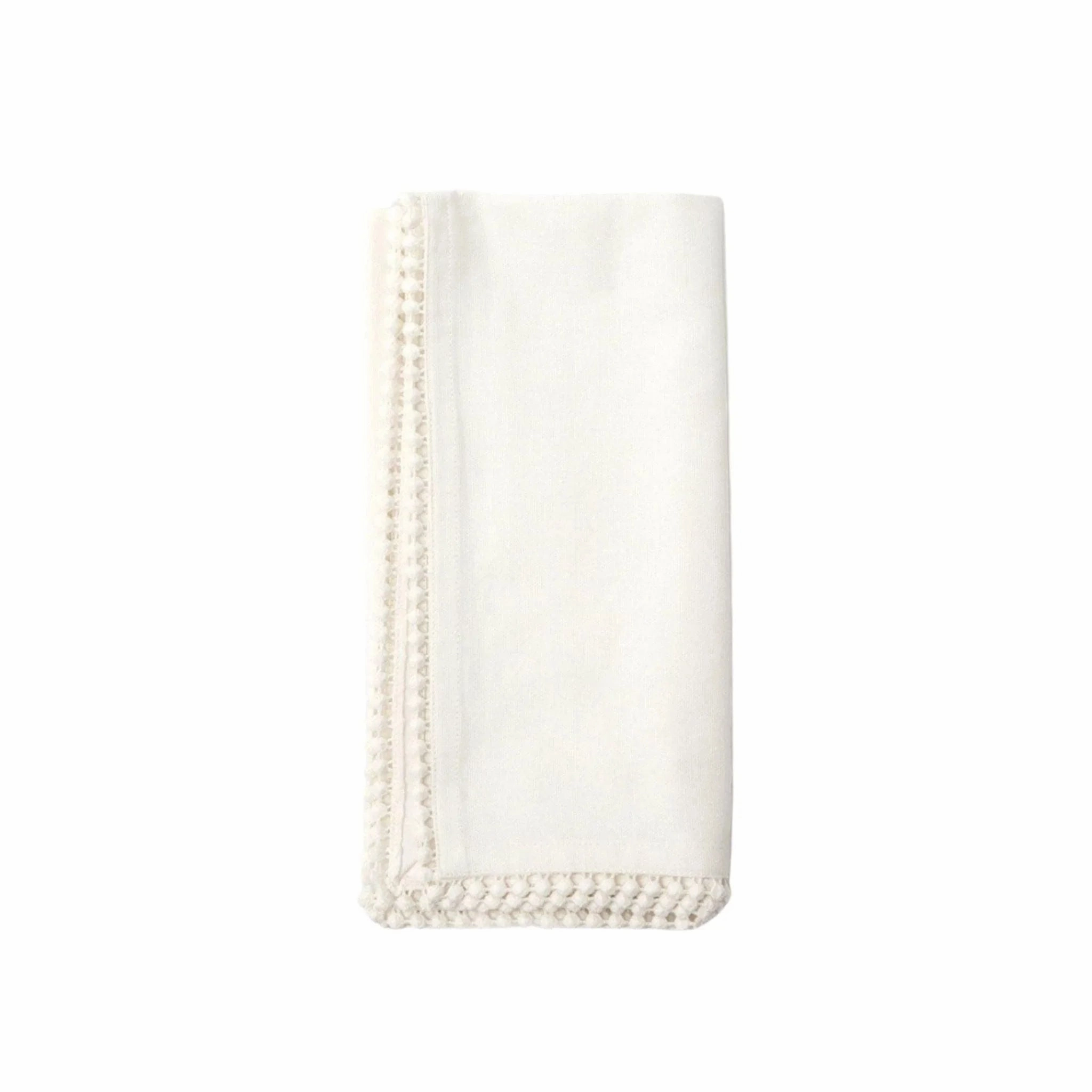Ivory Cocktail Napkins with Pom Pom Border mini desktop sculpture