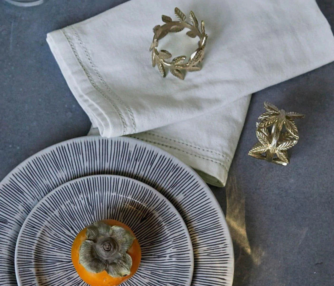 Ivory Dinner Napkins with Double Eyelet  Border