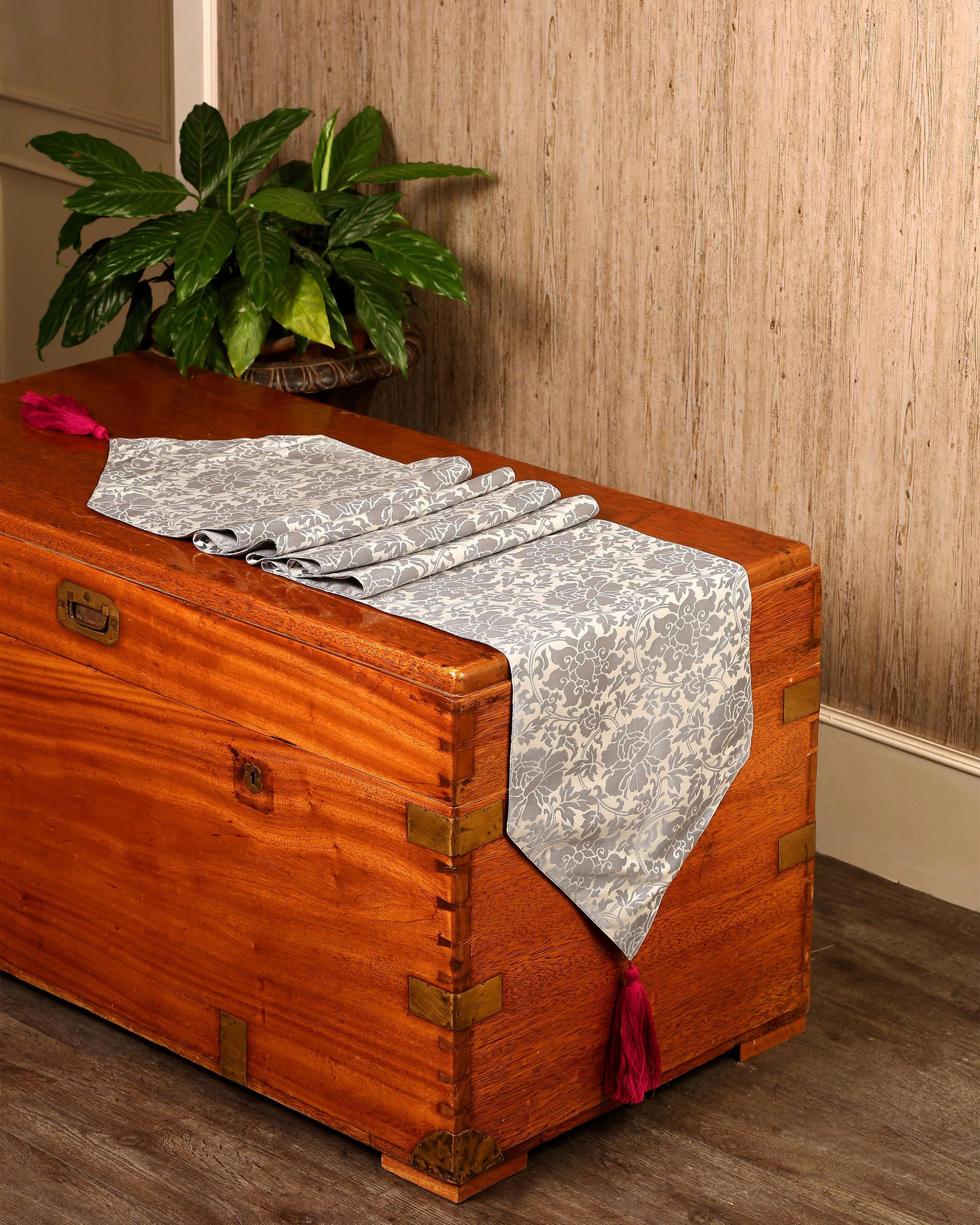 Jaal Satin Brocade Silk Table Runner