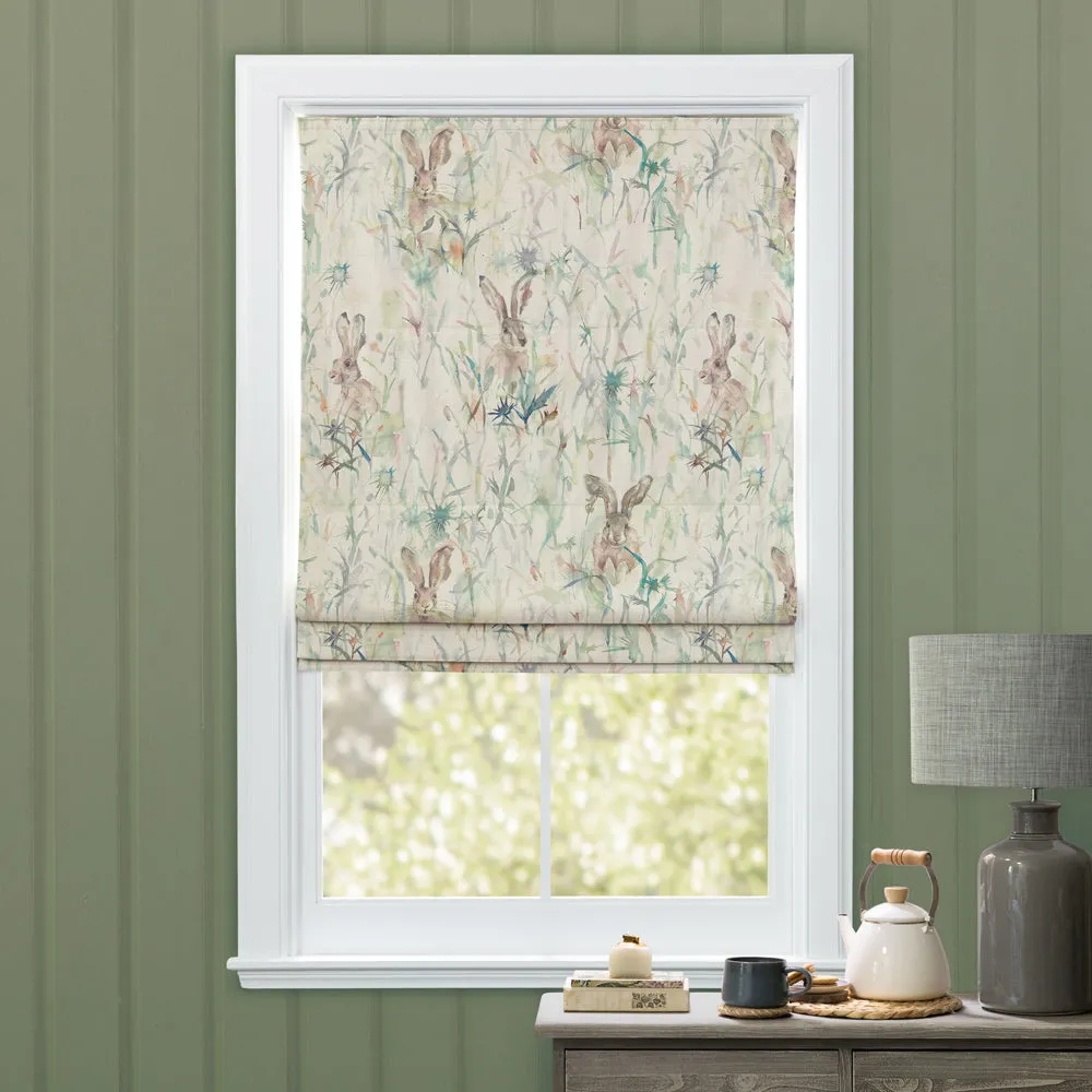 Jack Rabbit Printed Cotton Made to Measure Roman Blinds Natural