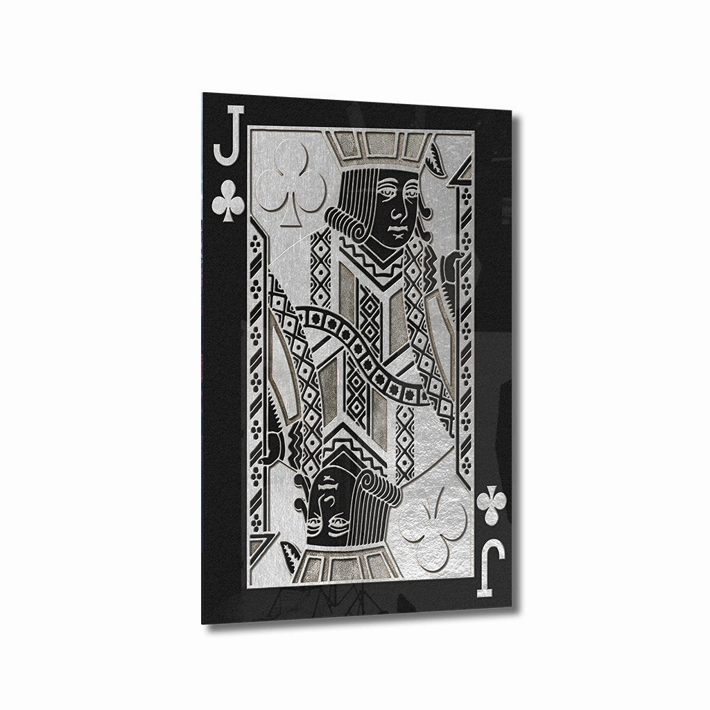 Jack of Clubs by Frank Amoruso Silver on Acrylic framed mural artwork
