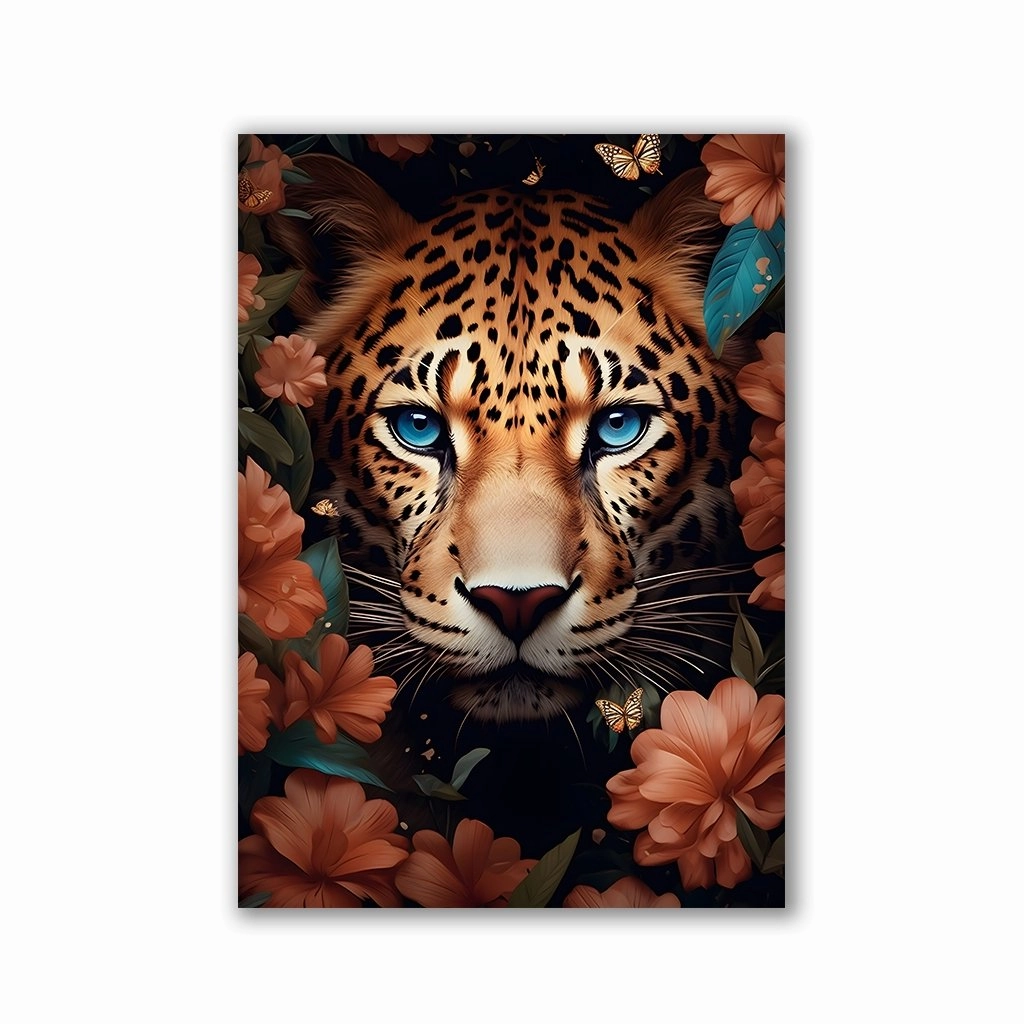Jaguar Flowers by Rosa Piazza framed mural artwork