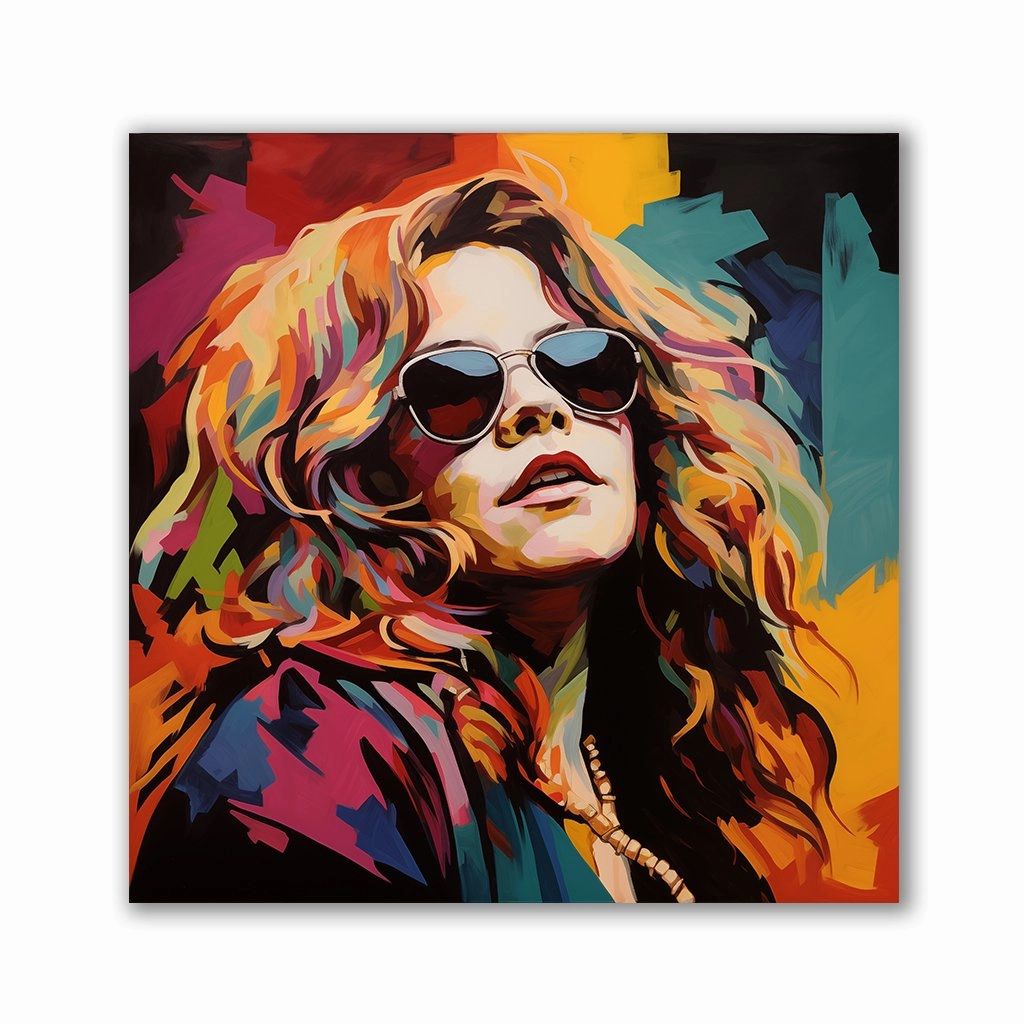 Janis Joplin - Pop Art Portrait by Frank Daske framed mural artwork