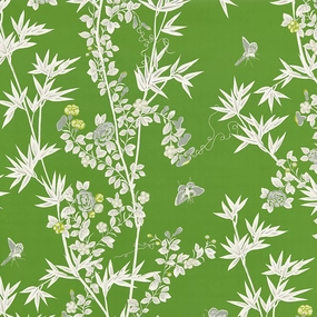 Jardin De Chine Wallcovering in Jade Green paper wall covering