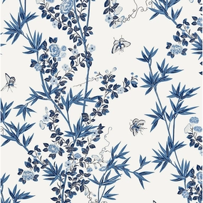 Jardin De Chine Wallcovering in Porcelain Blue & White paper wall covering
