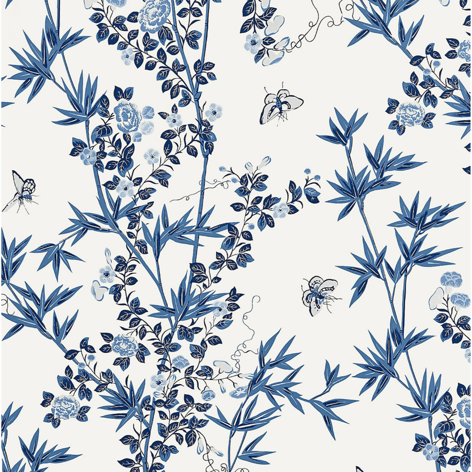 Jardin De Chine Wallcovering in Porcelain Blue & White paper wall covering