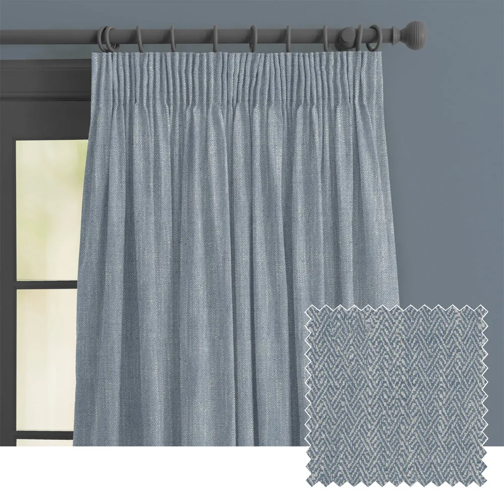 Jedburgh Textured Woven Made to Measure Curtains Bluebell chic floor carpet  