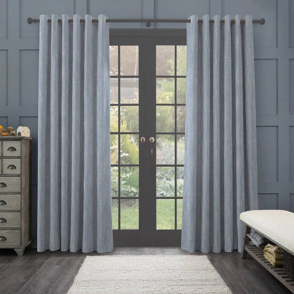 Jedburgh Textured Woven Made to Measure Curtains Bluebell