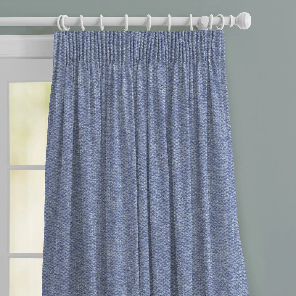 Jedburgh Textured Woven Made to Measure Curtains Cobalt