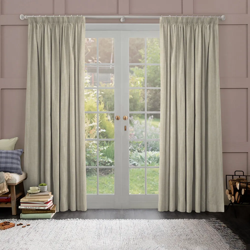 Jedburgh Textured Woven Made to Measure Curtains Cream