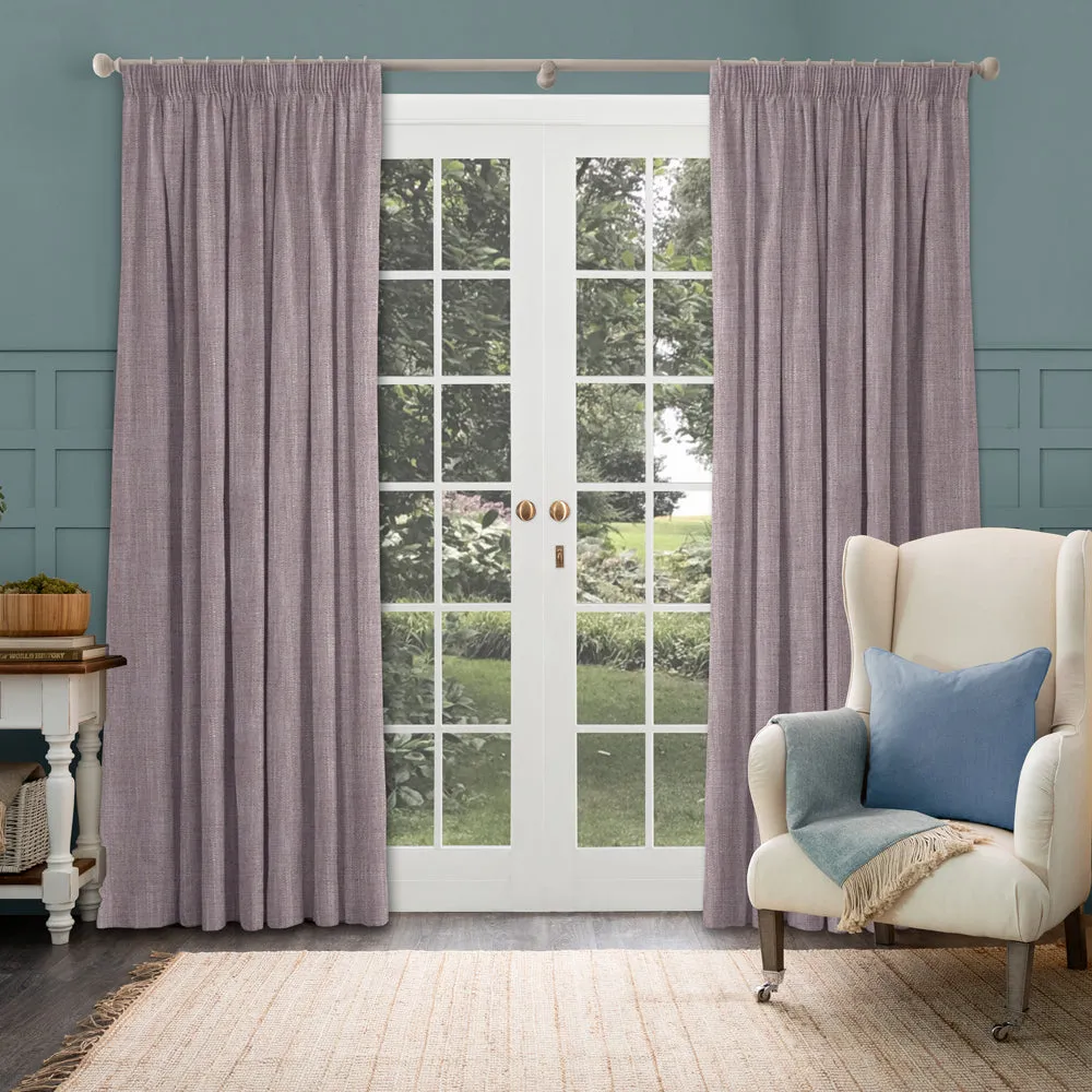 Jedburgh Textured Woven Made to Measure Curtains Heather