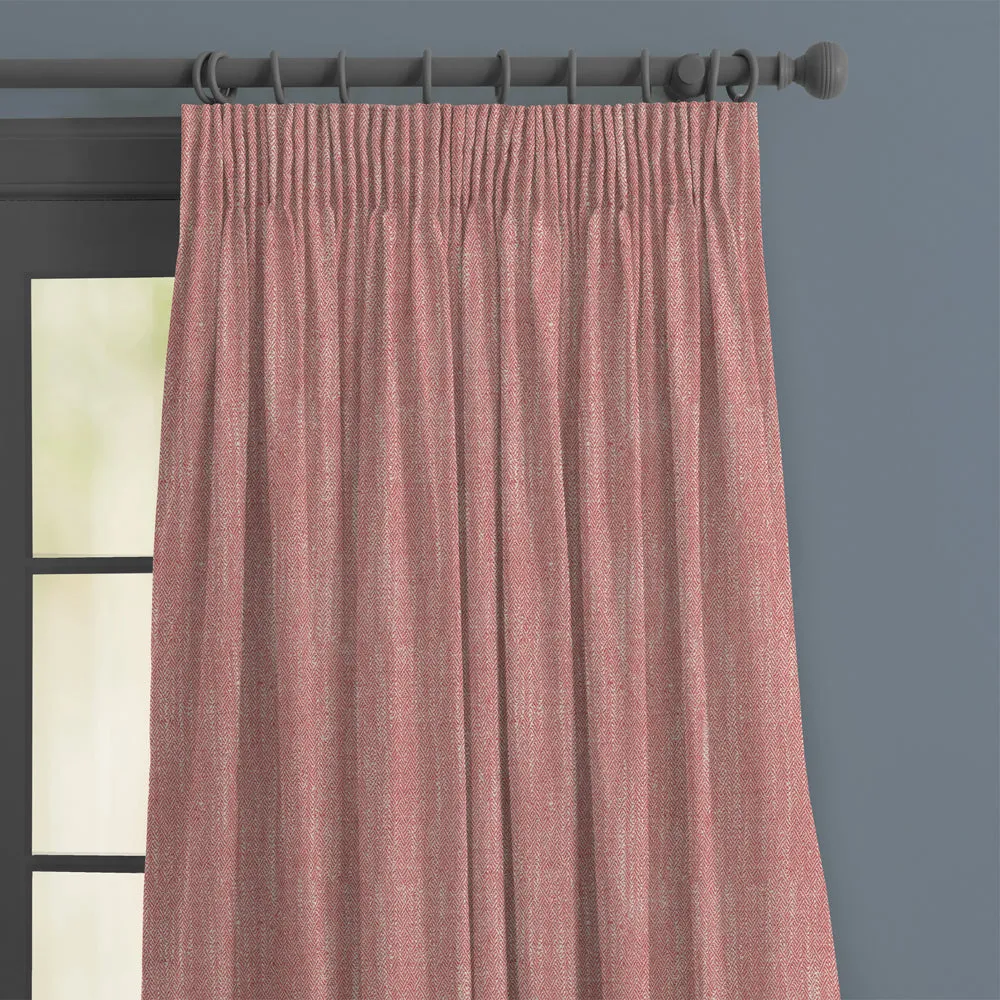 Jedburgh Textured Woven Made to Measure Curtains Poppy