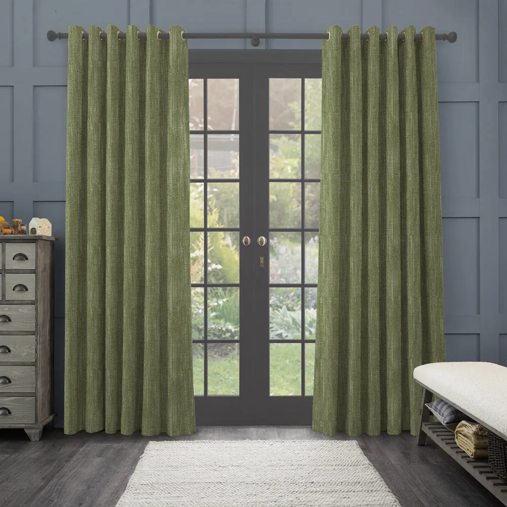 Jedburgh Textured Woven Made to Measure Curtains Sage