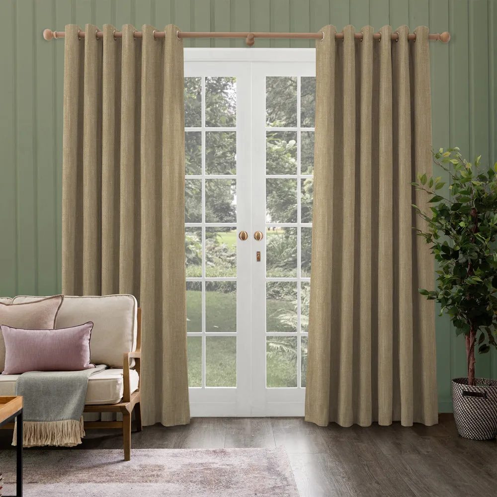 Jedburgh Textured Woven Made to Measure Curtains Sand