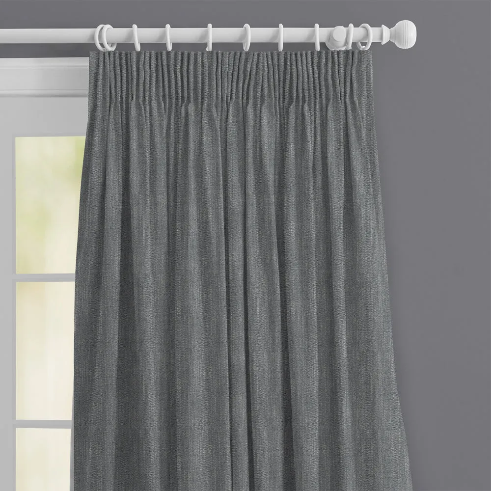 Jedburgh Textured Woven Made to Measure Curtains Slate