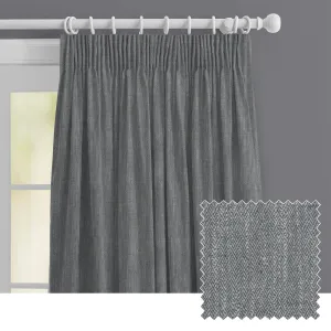 Jedburgh Textured Woven Made to Measure Curtains Slate chic floor carpet  