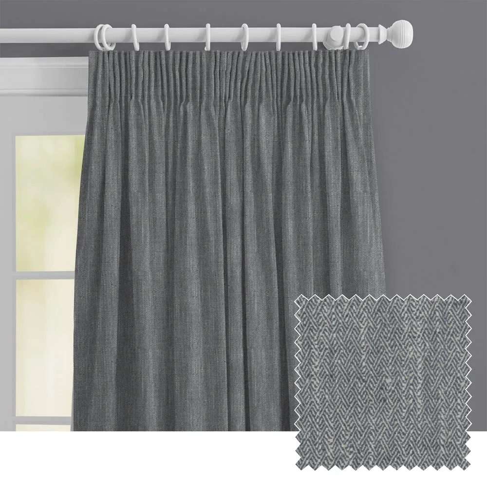 Jedburgh Textured Woven Made to Measure Curtains Slate chic floor carpet  