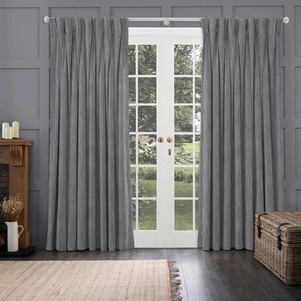 Jedburgh Textured Woven Made to Measure Curtains Slate