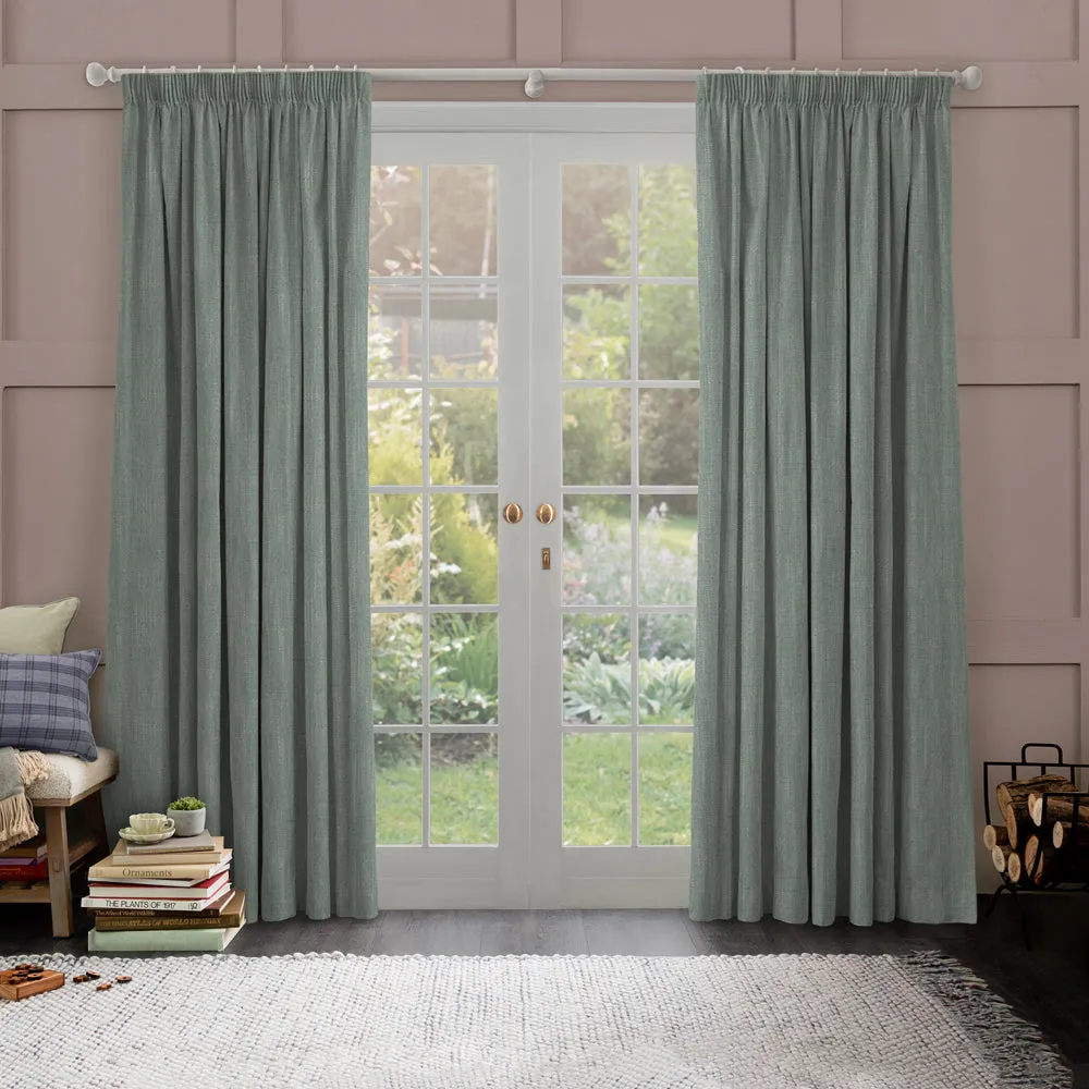 Jedburgh Textured Woven Made to Measure Curtains Teal