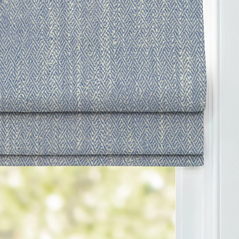 Jedburgh Textured Woven Made to Measure Roman Blinds Bluebell
