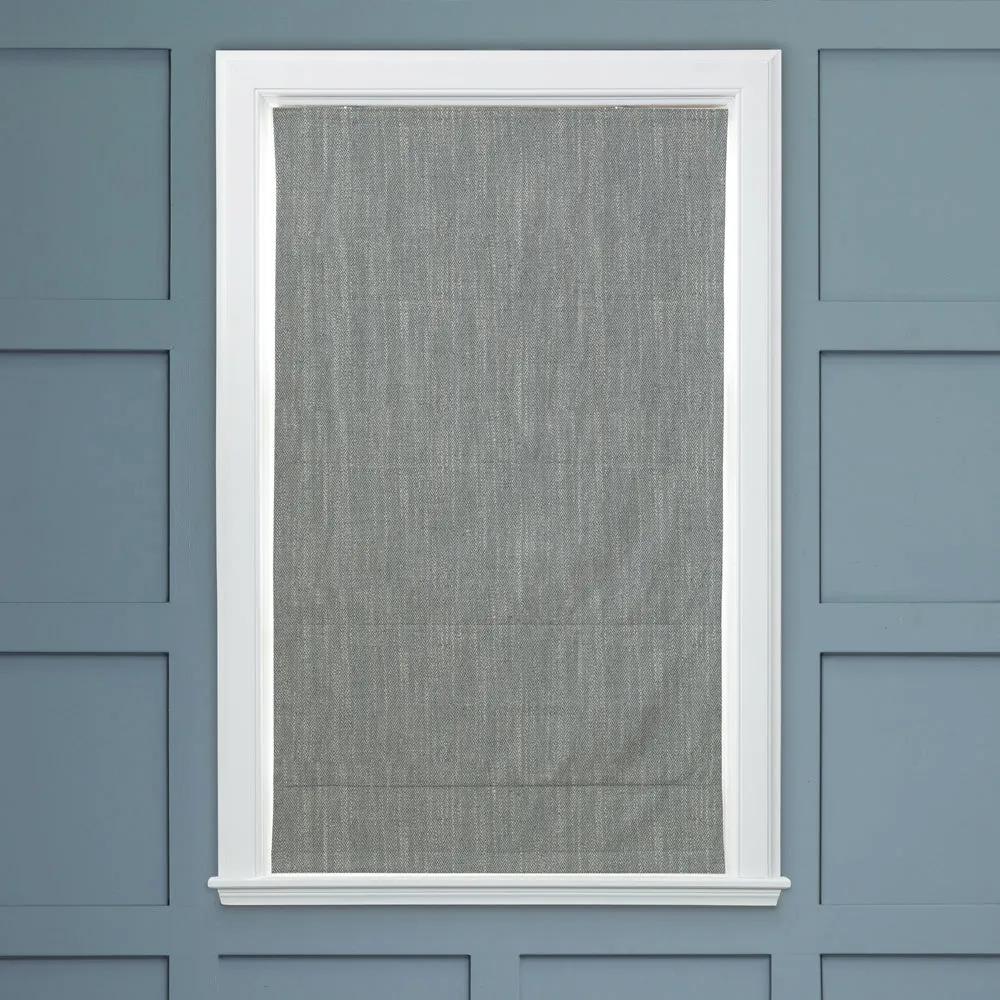 Jedburgh Textured Woven Made to Measure Roman Blinds Charcoal