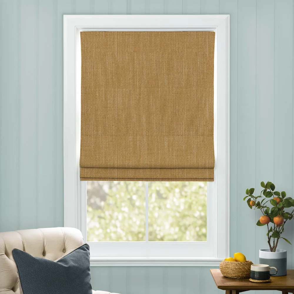 Jedburgh Textured Woven Made to Measure Roman Blinds Ochre