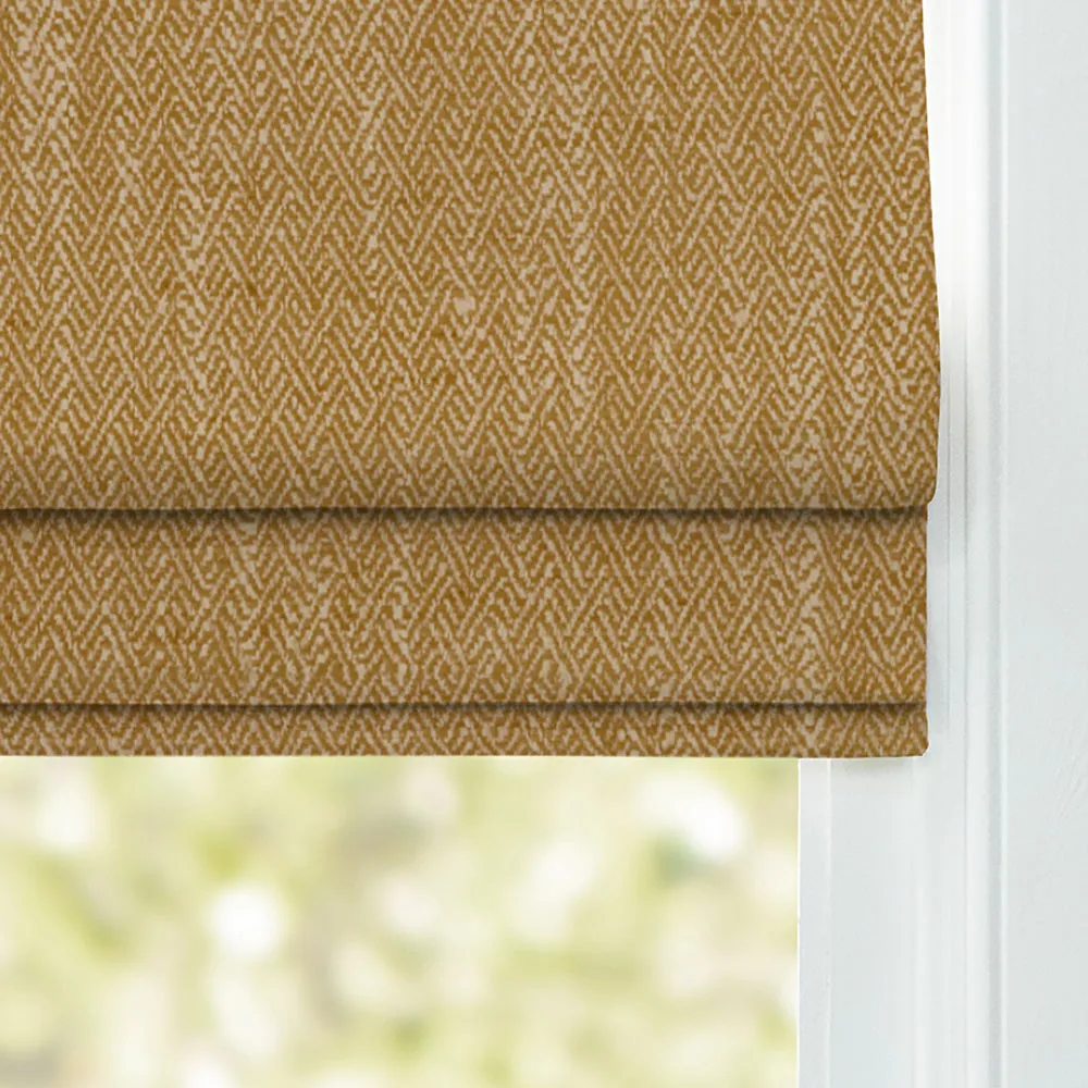 Jedburgh Textured Woven Made to Measure Roman Blinds Ochre