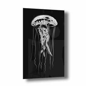 Jellyfish Silver on Acrylic framed mural artwork
