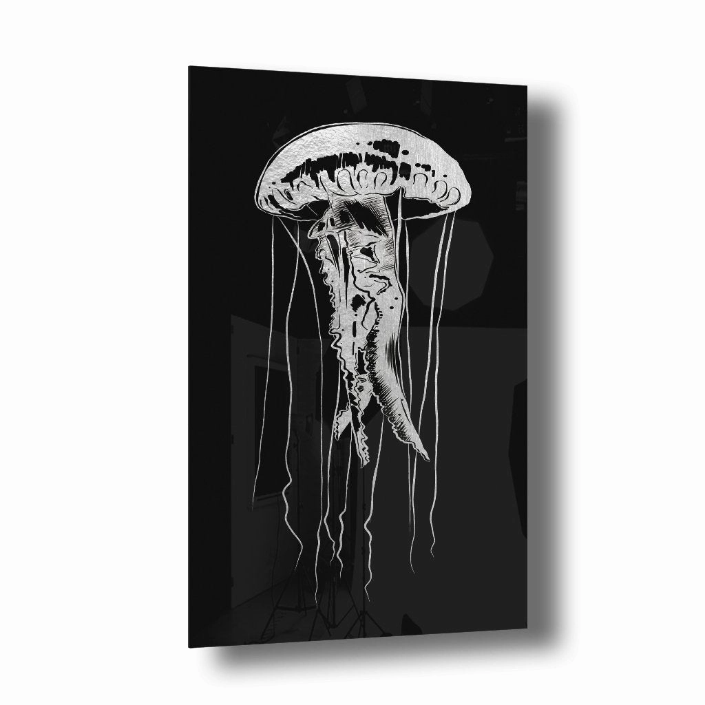 Jellyfish Silver on Acrylic framed mural artwork