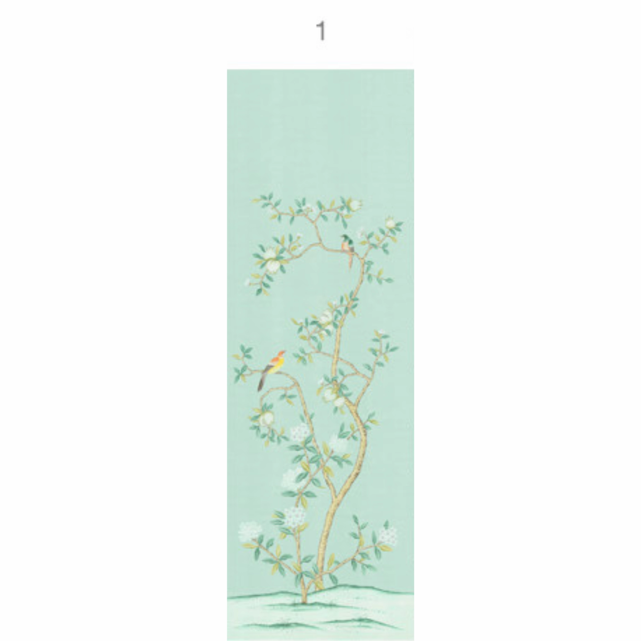 Jinan Chinoiserie Mural Wallpaper Panels in Aqua