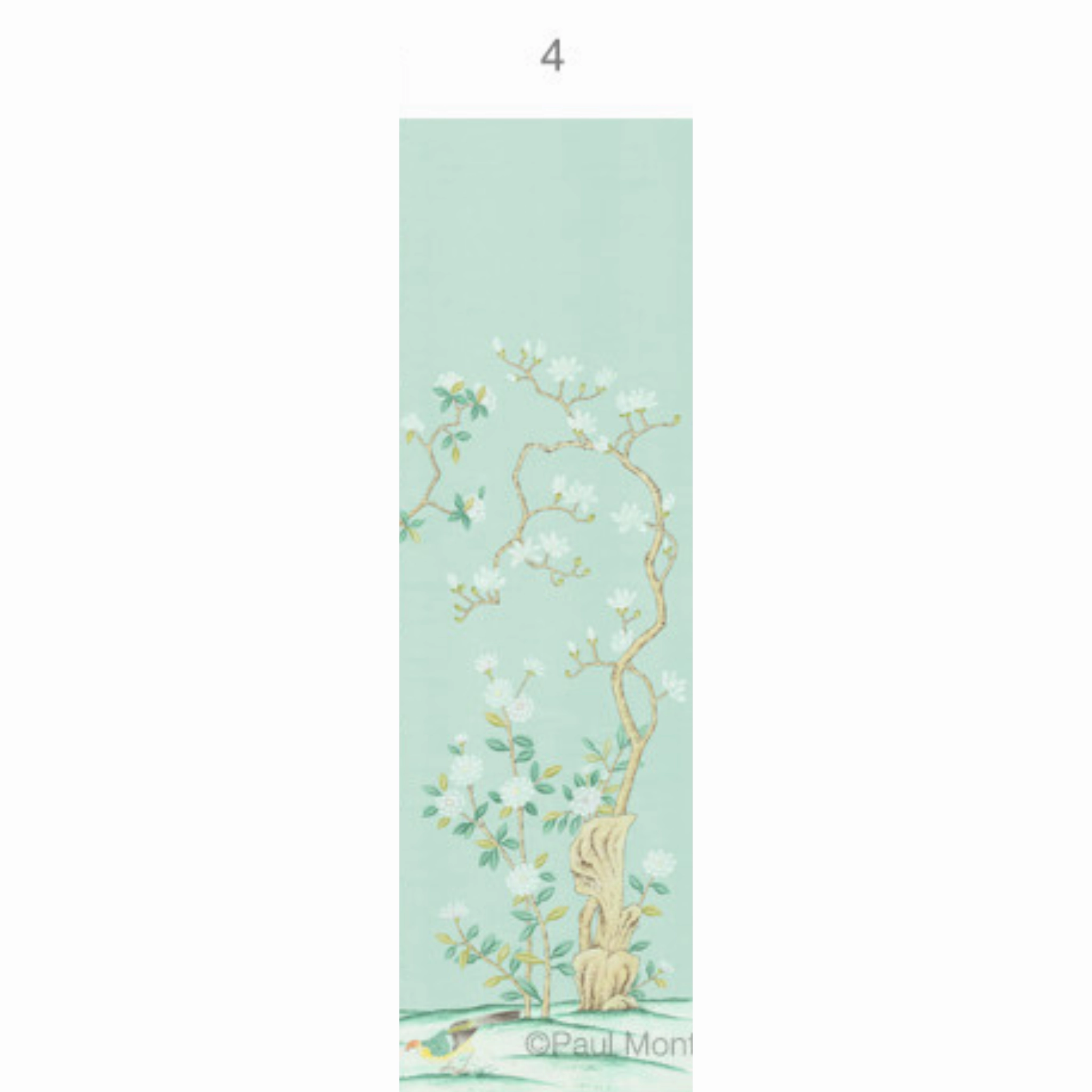 Jinan Chinoiserie Mural Wallpaper Panels in Aqua