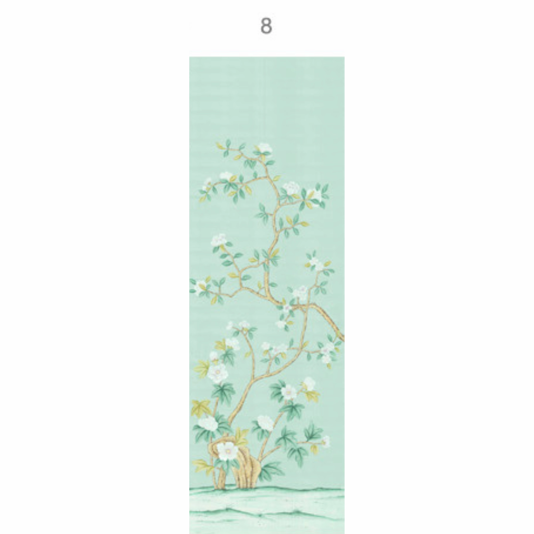 Jinan Chinoiserie Mural Wallpaper Panels in Aqua