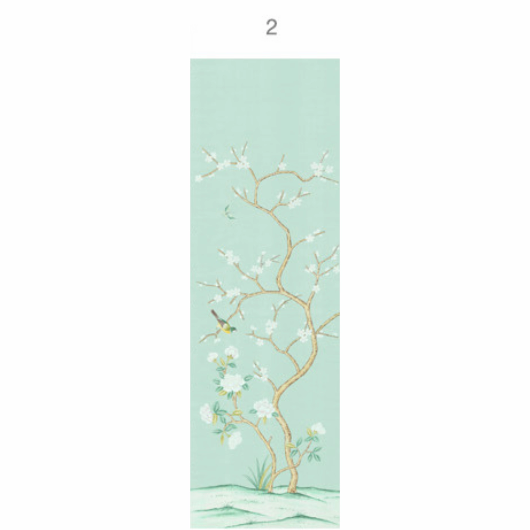 Jinan Chinoiserie Mural Wallpaper Panels in Aqua