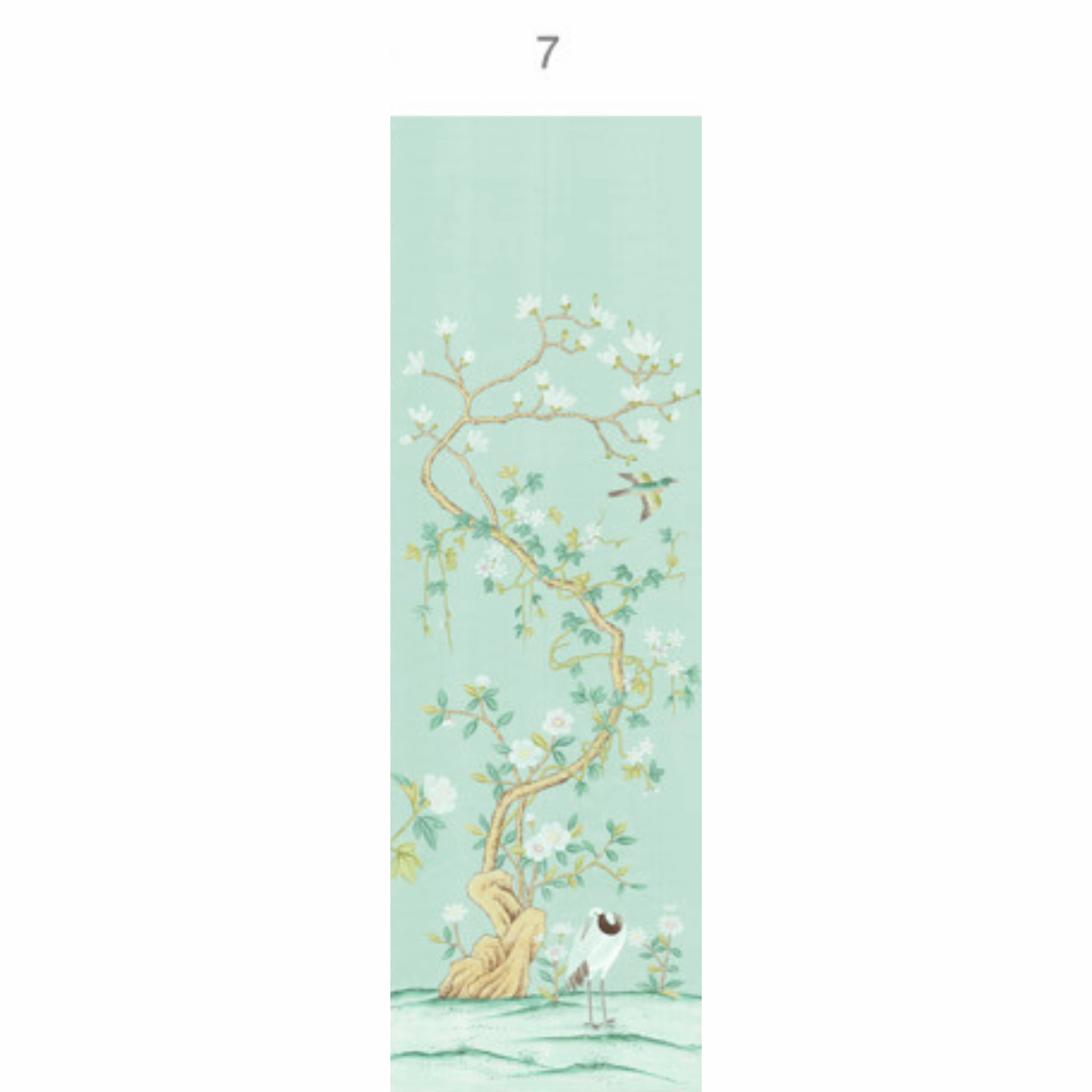 Jinan Chinoiserie Mural Wallpaper Panels in Aqua