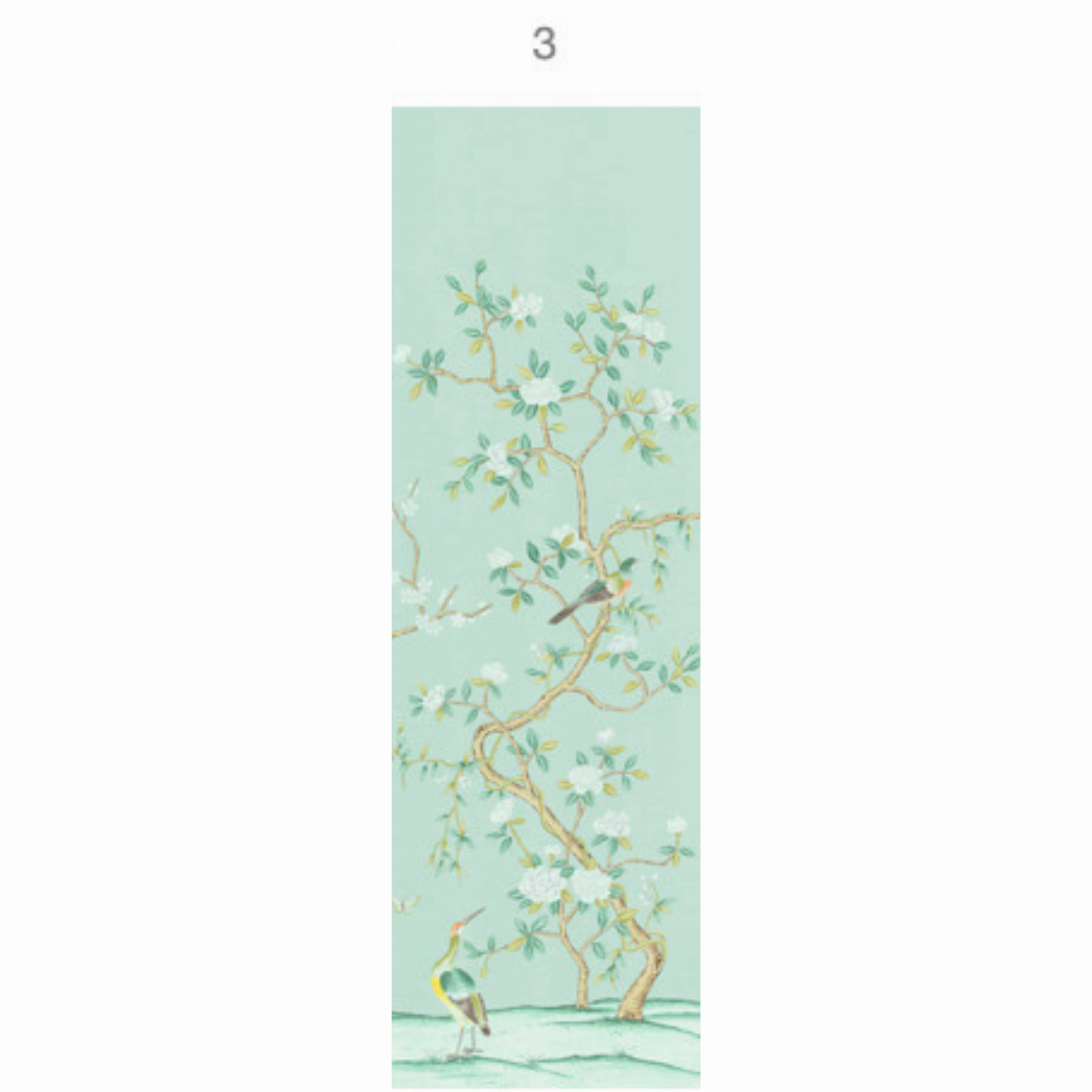 Jinan Chinoiserie Mural Wallpaper Panels in Aqua