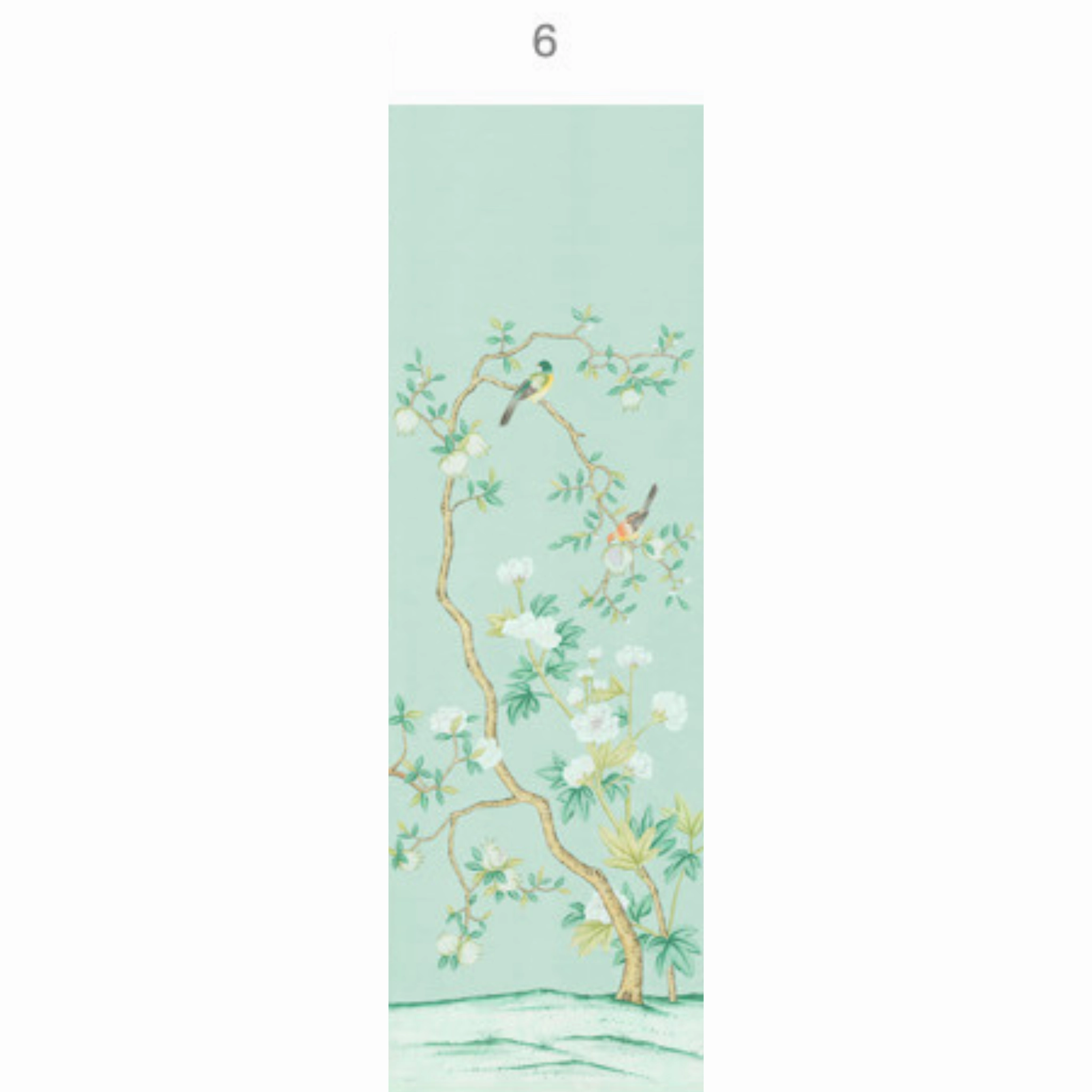 Jinan Chinoiserie Mural Wallpaper Panels in Aqua